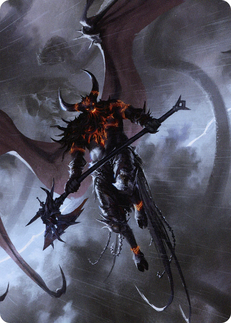 Burning-Rune Demon Art Card (ASKHM-020) - Art Series: Kaldheim (Borderless) - Image 4