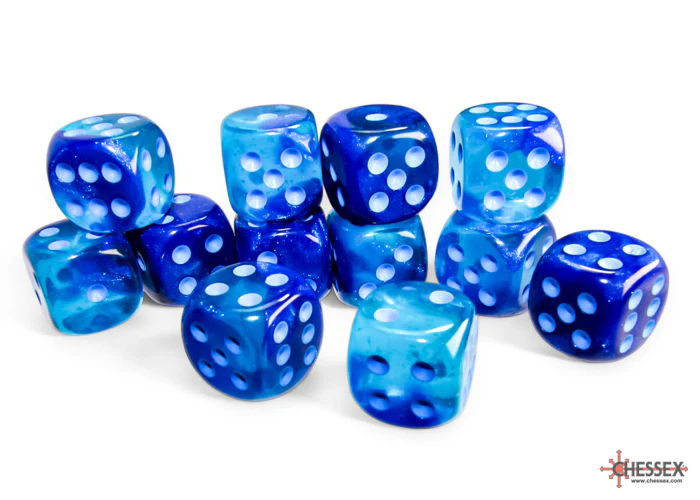 Chessex Gemini: 16MM D6 Blue-Blue/Light Blue Luminary (12)