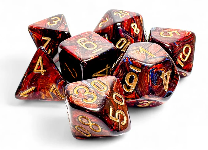 Chessex Mega Dice: Mega-hedral Blue Blood/Gold 7-Die Set