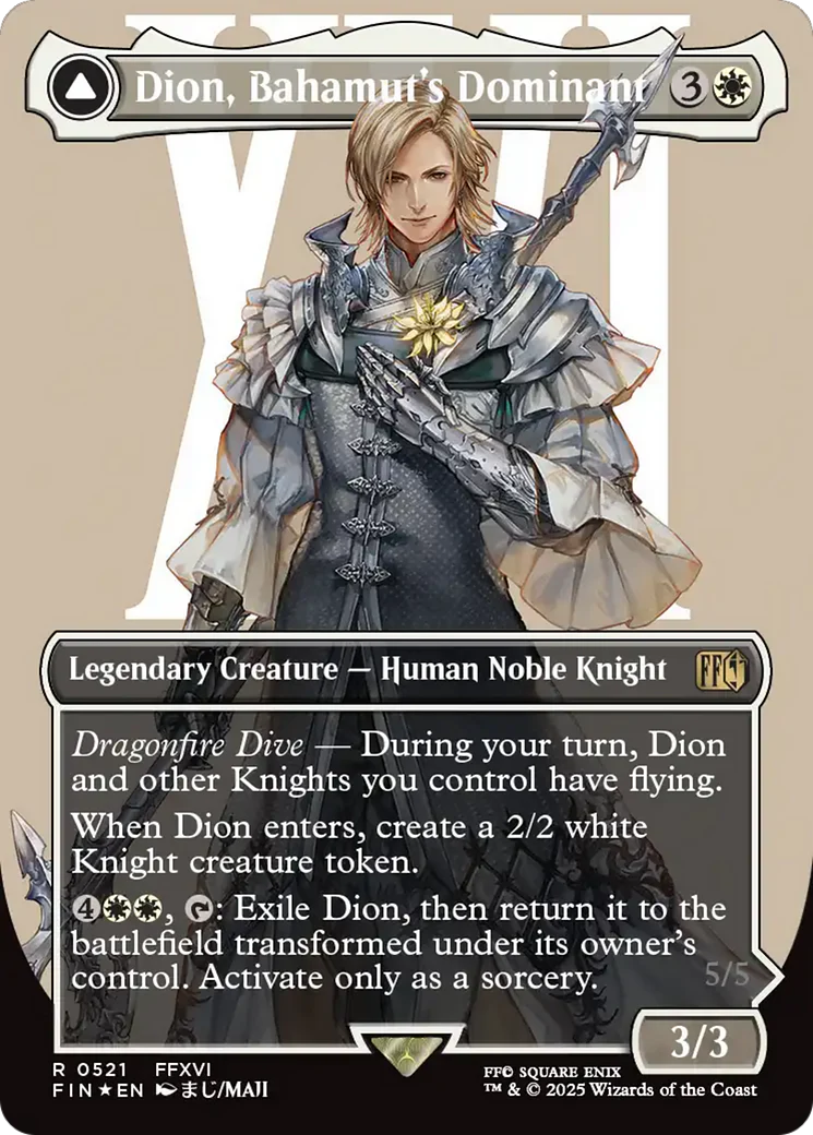 Dion, Bahamut's Dominant // Bahamut, Warden of Light (Borderless) (Surge Foil) [FINAL FANTASY] - Image 4
