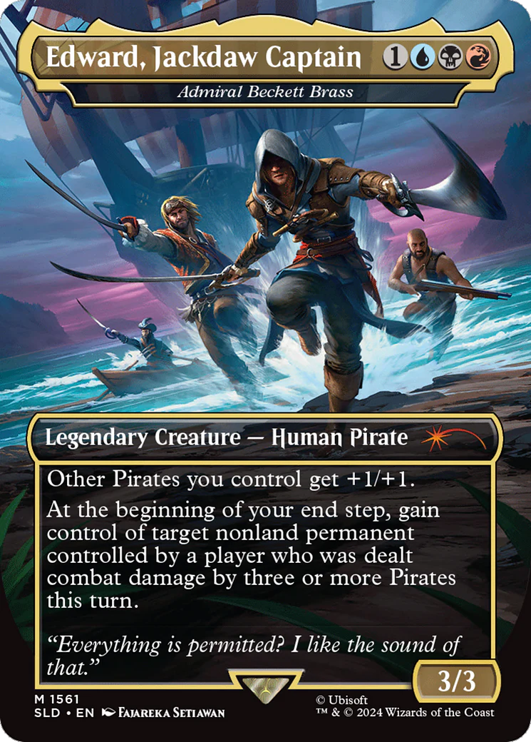 Edward, Jackdaw Captain - Admiral Beckett Brass (SLD-1561) - Secret Lair Drop / Edward, Jackdaw Captain (Borderless) Foil