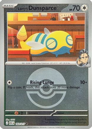 Larry's Dunsparce (Poke Ball) (163) - Reverse Holofoil ME Ascended Heroes - Common