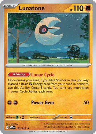 Lunatone (105) - Reverse Holofoil ME Ascended Heroes - Rare