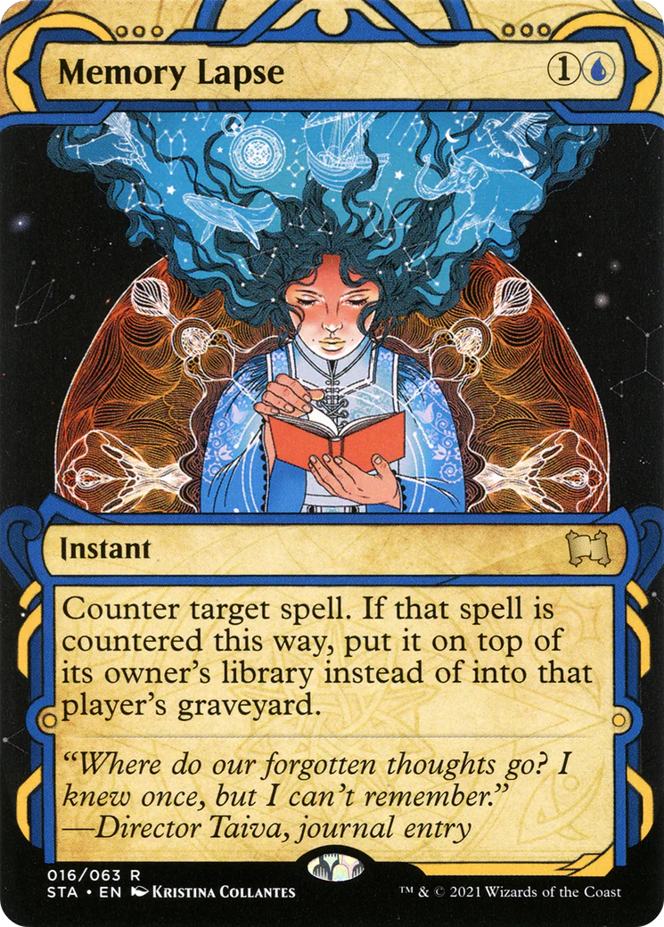 Memory Lapse (STA-016) - Strixhaven Mystical Archive: (Showcase) (Borderless) Etched Foil
