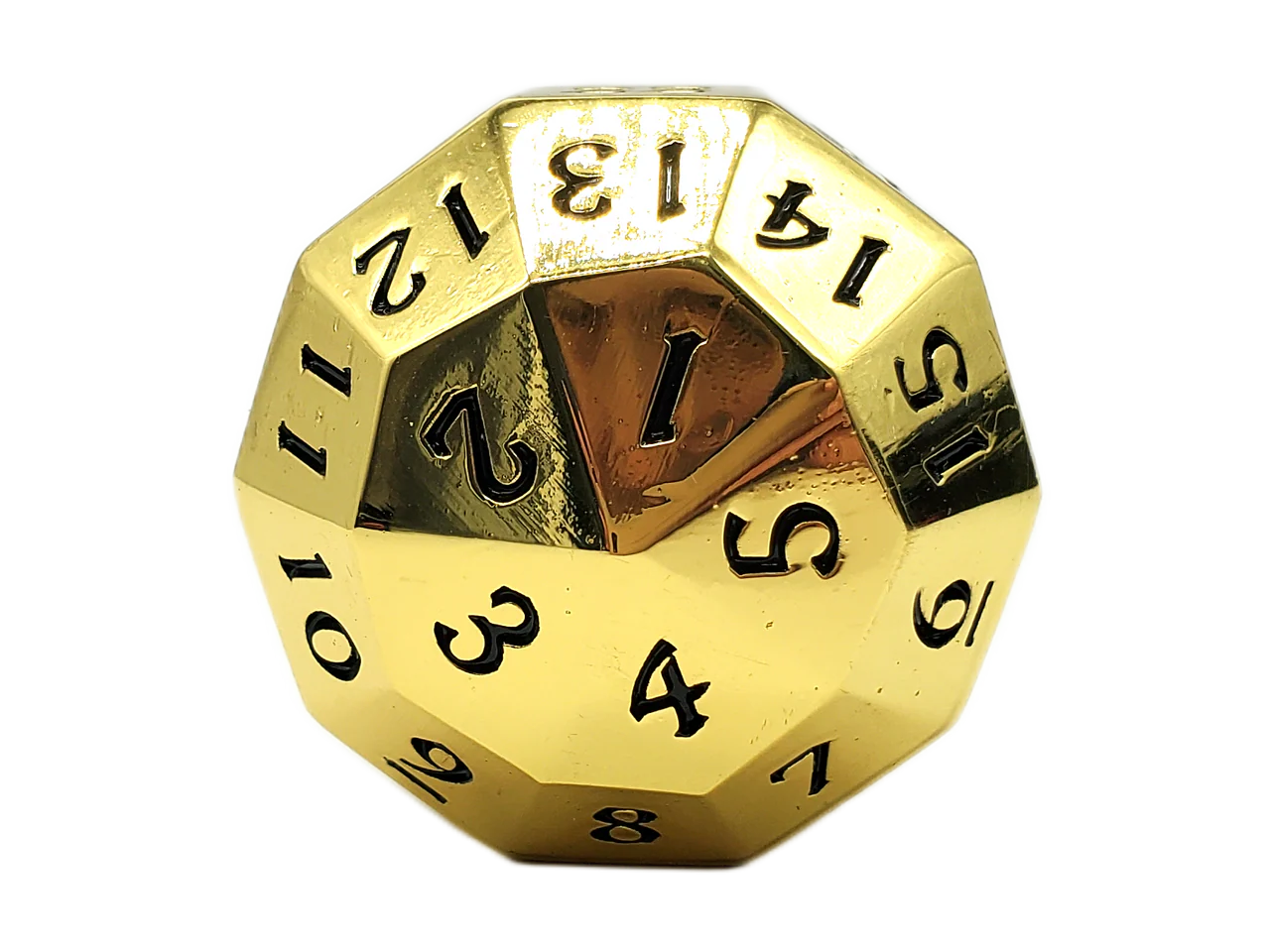 Old School Dice: Metal D40 Spindown - Gold w/Black