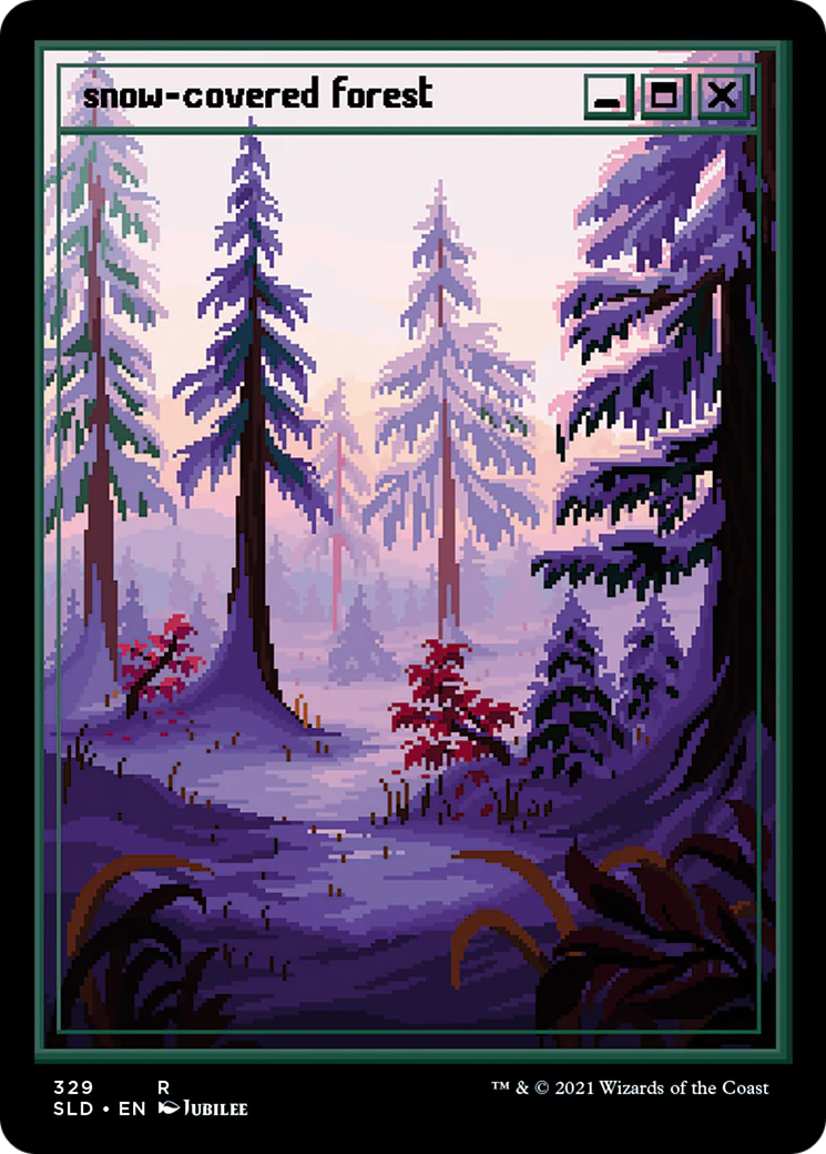 Snow-Covered Forest (PixelSnowLands.jpg) (SLD-329) - Secret Lair Drop Etched Foil