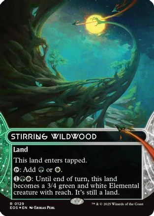 Stirring Wildwood (0129) (Borderless) (Galaxy Foil) [Edge of Eternities: Stellar Sights]
