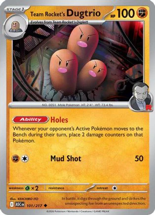 Team Rocket's Dugtrio (101/217) - Reverse Holofoil ME Ascended Heroes - Uncommon
