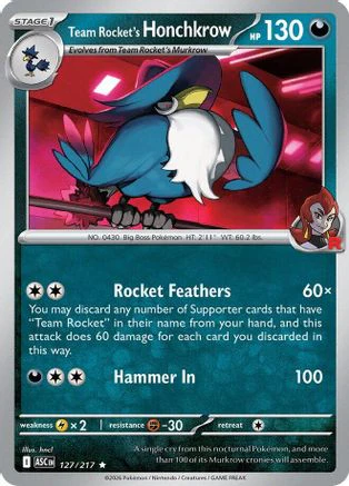 Team Rocket's Honchkrow (127) - Holofoil ME Ascended Heroes - Rare