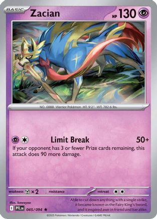 Zacian (045/094) - Reverse Holofoil ME02 Phantasmal Flames - Rare